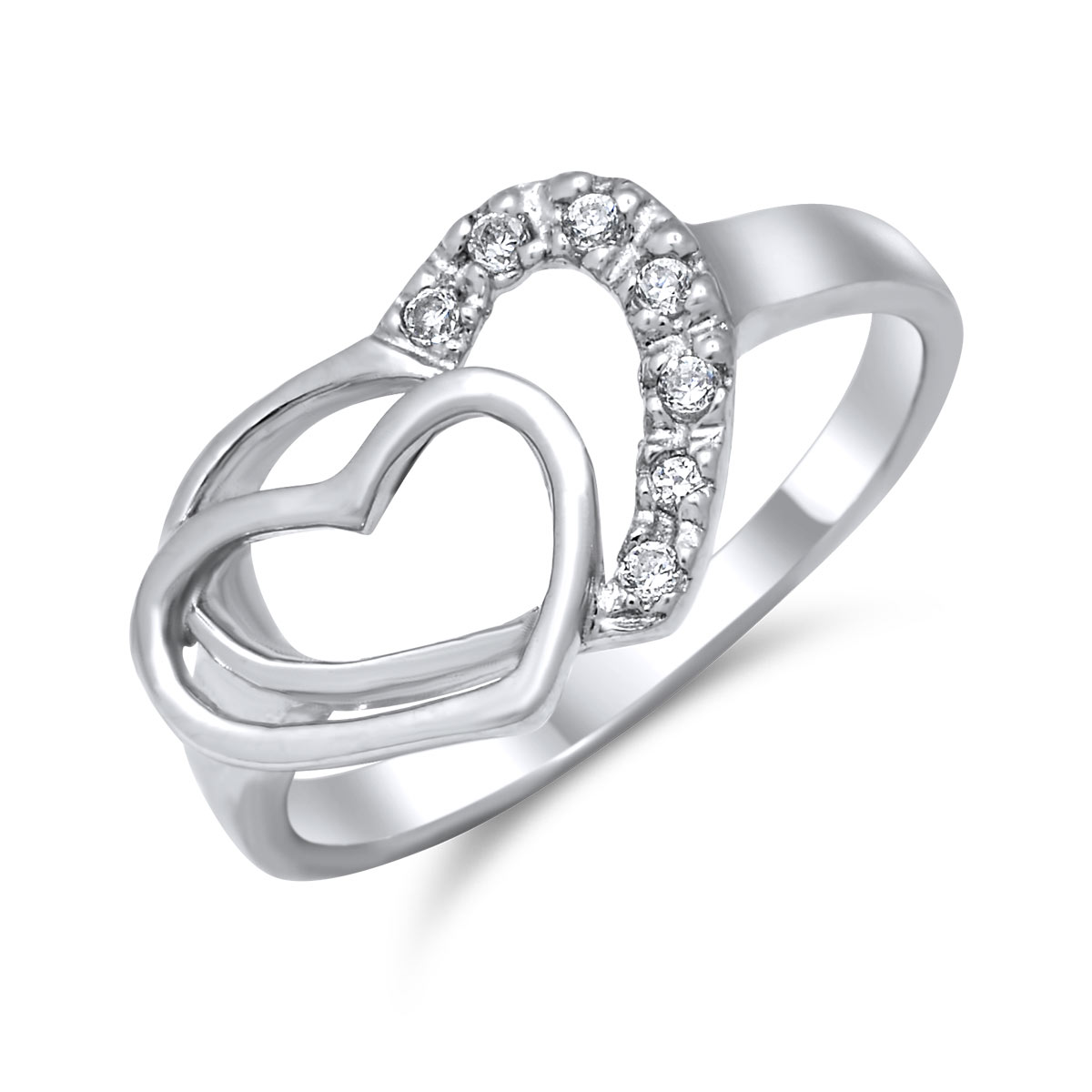 Ασημένιο δαχτυλίδι 925 με καρδιές και ζιργκόν
